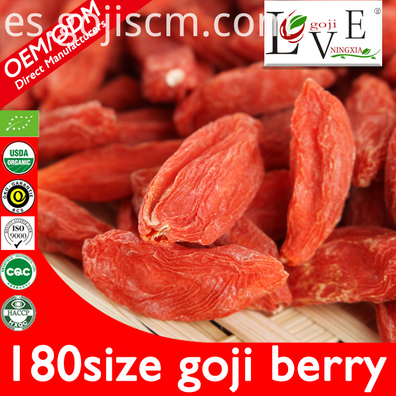 Baya de Goji seca del certificado de la UE 180size 180size EU Certificate Dried Goji Berry